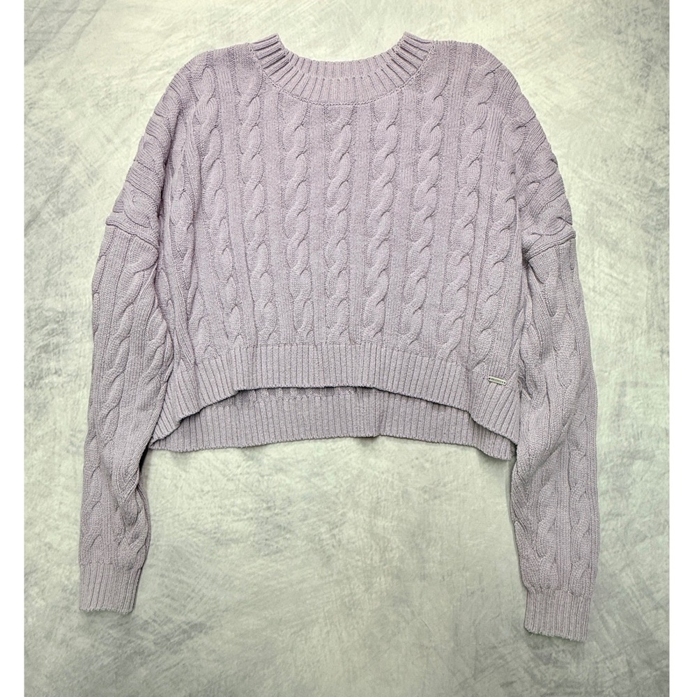 Hollister Lavender Cable Knit Cropped Sweater Purple womens sz S Preppy